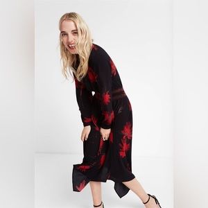 Spain Desigual European print V-neck slim long sleeve dress.